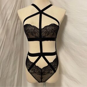 Victoria's Secret Very Sexy Unlined Strappy Halter Teddy (S)